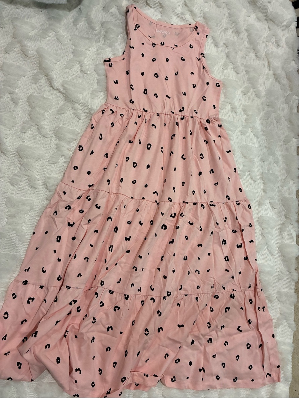 Sleeveless Pink Leopard Tiered Maxi Dress for Kids